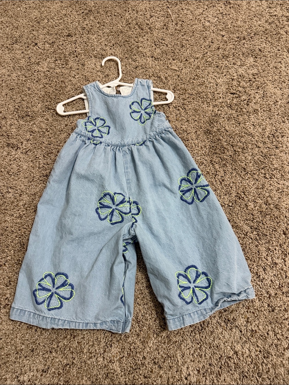next Light Blue Floral Embroidered Denim Romper